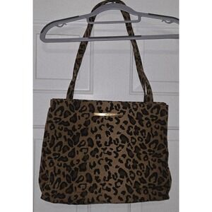Nine West Leopard‎ Print Tote Bag Purse Y2K Gold Accents Chic